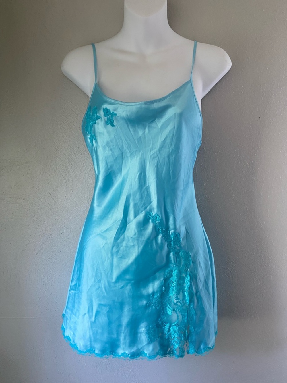 Victorias secret Aqua Blue Lace-Trim Slip Dress